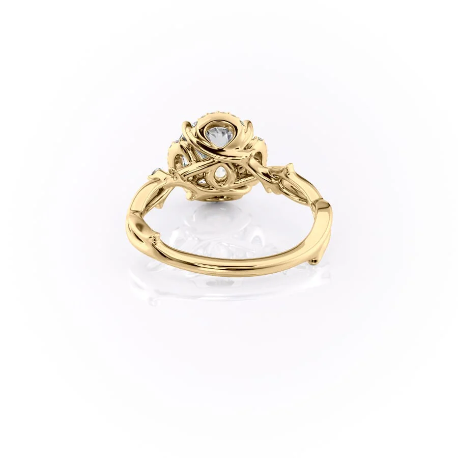 2 CT Round Cut Halo Twig Lab Grown Diamond Engagement Ring