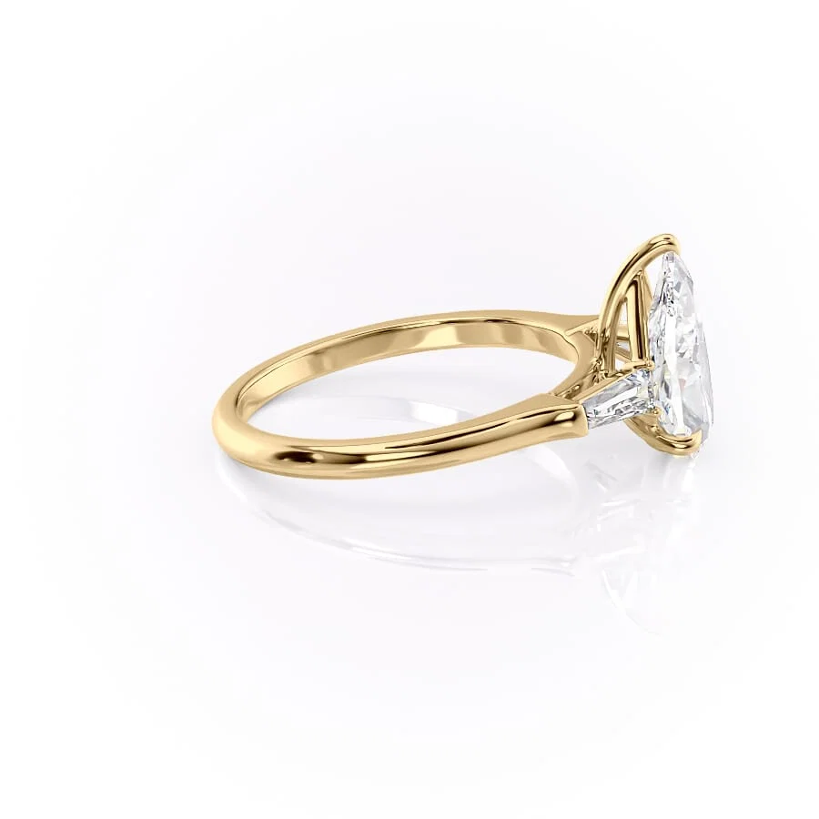 2 CT Pear Cut Three Stone Engagement Ring - Moissanite Diamond