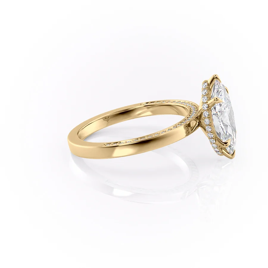 2 CT Marquise Cut Hidden Pave Engagement Ring - Moissanite Diamond