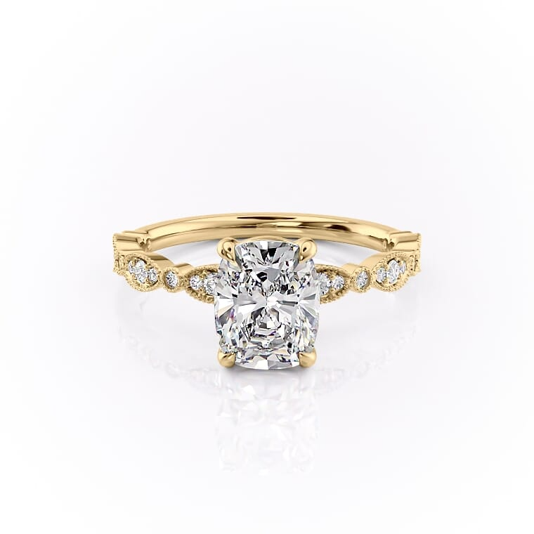 1 CT Elongated Cushion Cut Milgrain Engagement Ring - Moissanite Diamond