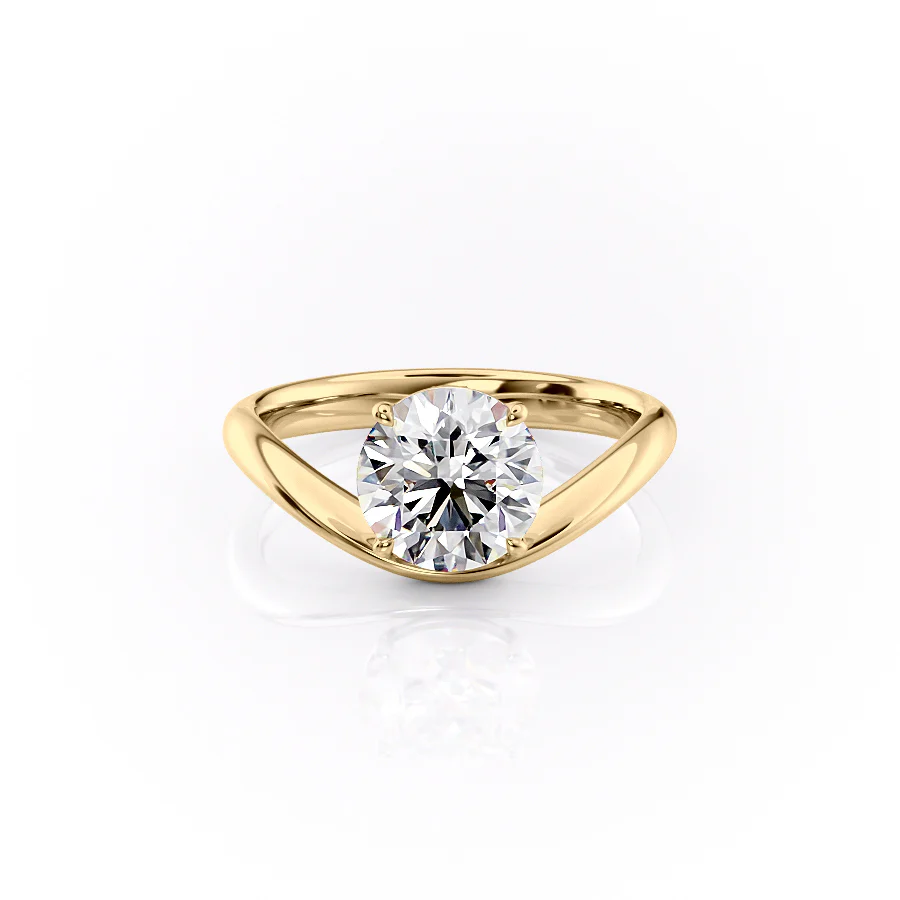 2 CT Round Cut Curved Engagement Ring - Moissanite Diamond
