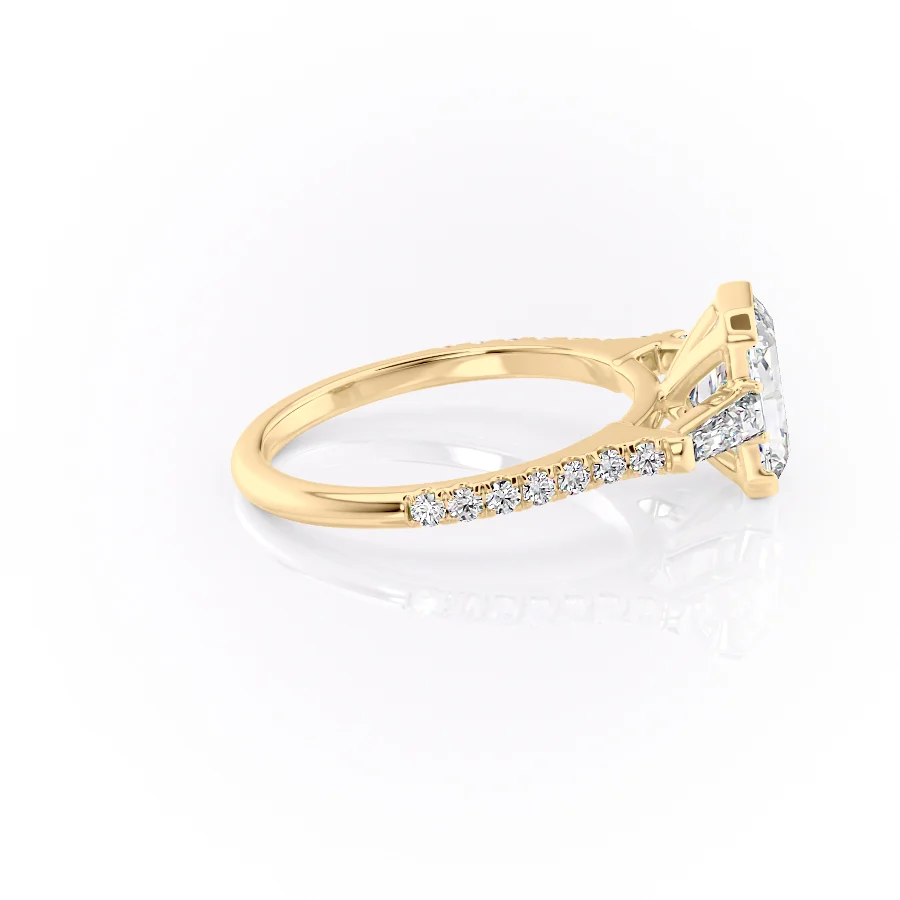 1 CT Radiant Cut Half Bezel Engagement Ring - Moissanite Diamond