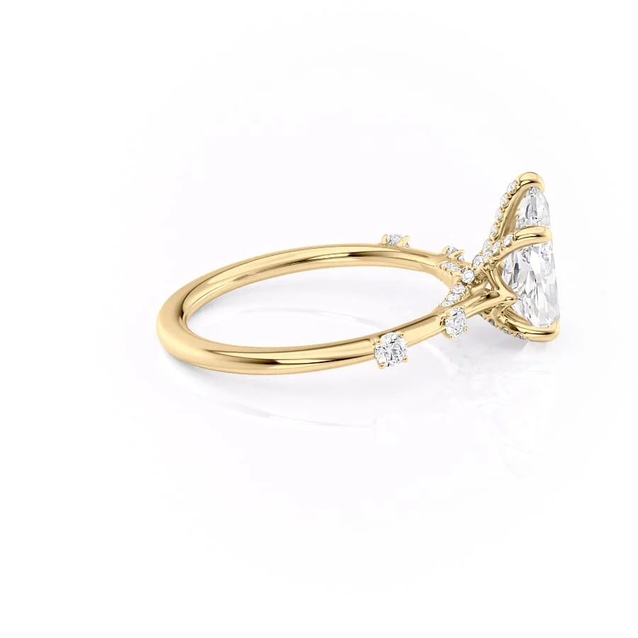 2 CT Pear Cut Petite Pave Engagement Ring - Moissanite Diamond