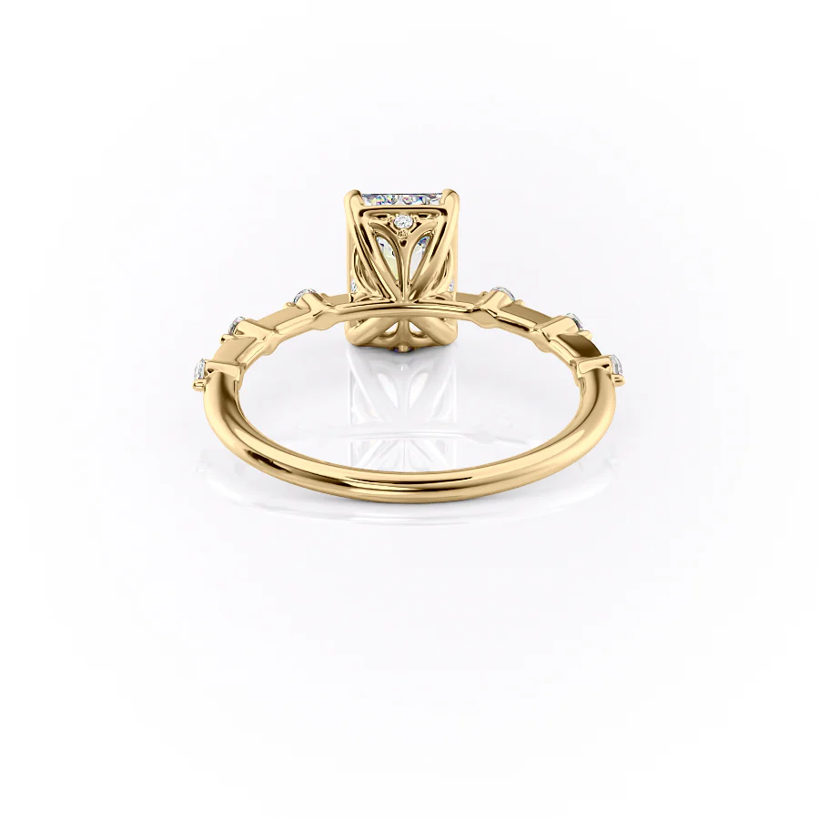 1 CT Emerald Cut Petite Pave Engagement Ring - Moissanite Diamond
