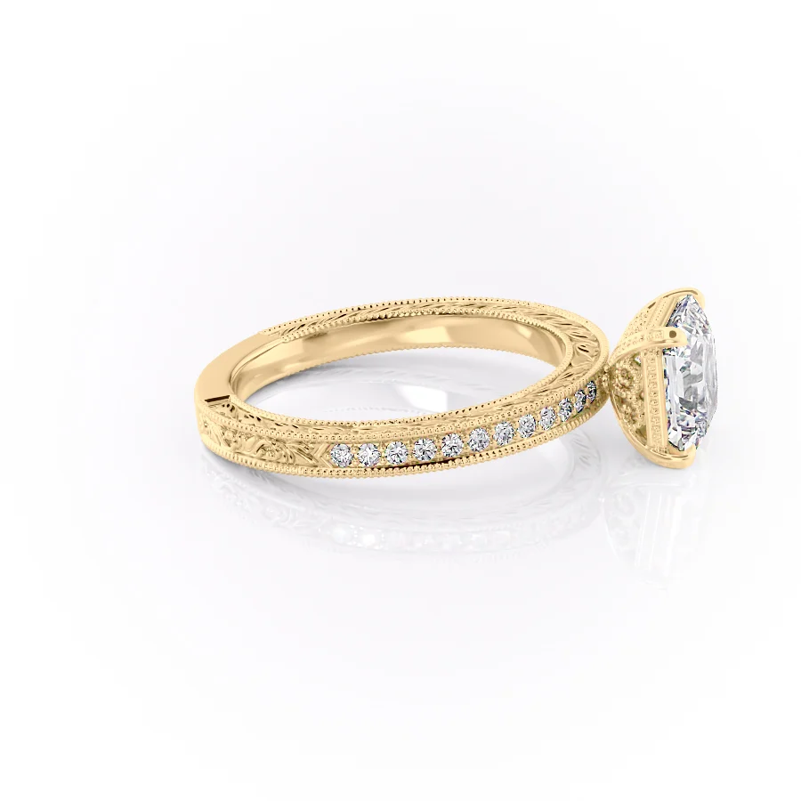 2 CT Asscher Cut Milgrain Engagement Ring - Moissanite Diamond