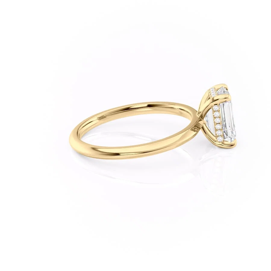1 CT Emerald Cut Hidden Halo Engagement Ring - Moissanite Diamond