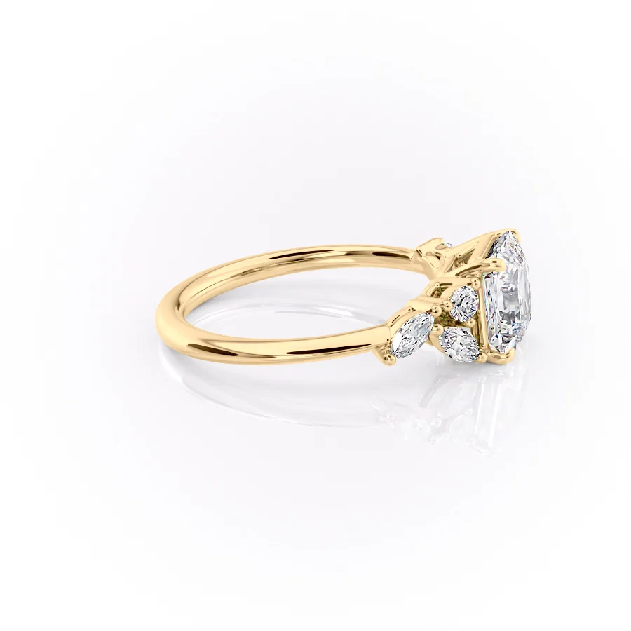 2 CT Asscher Cut Cluster Engagement Ring - Moissanite Diamond
