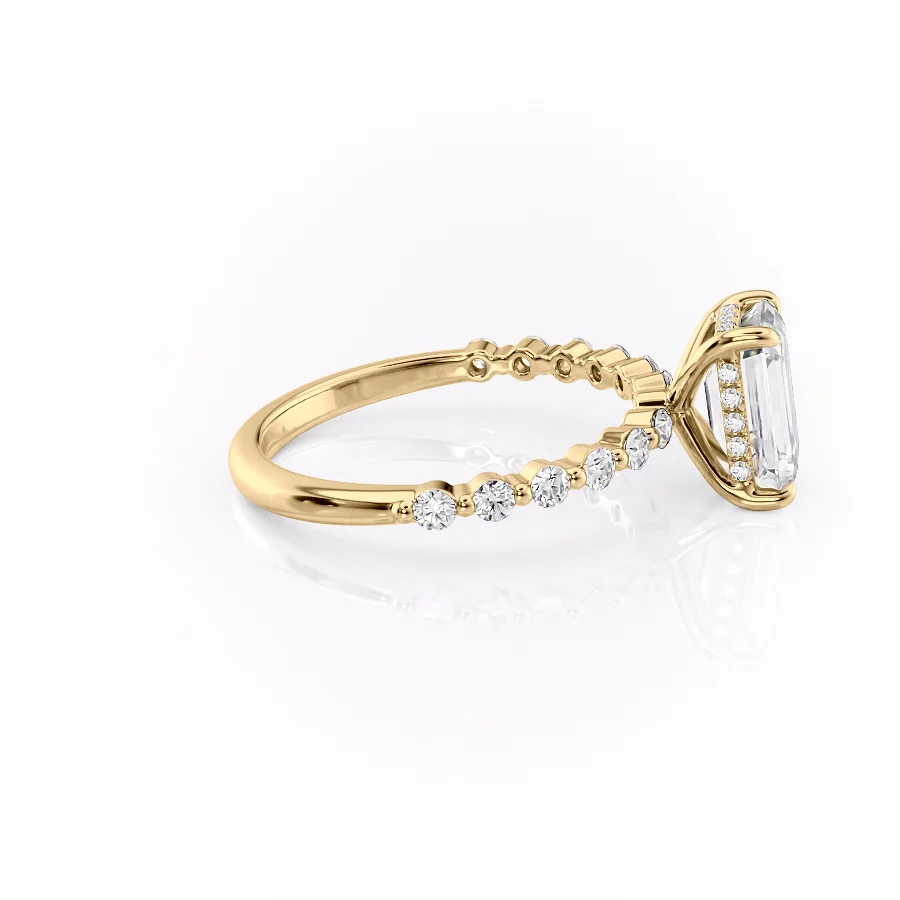 1 CT Emerald Cut Hidden Pave Engagement Ring - Moissanite Diamond