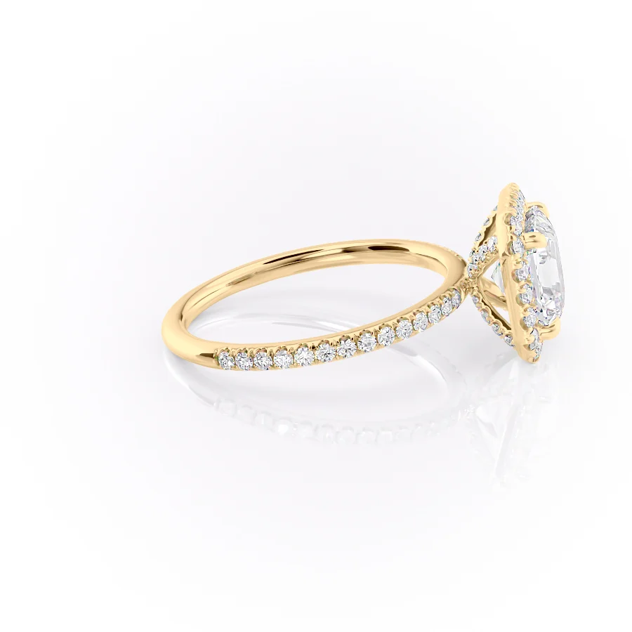 2 CT Asscher Cut Halo Pave Engagement Ring - Moissanite Diamond