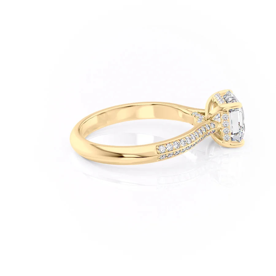 2 CT Asscher Cut Double Side Pave Engagement Ring - Moissanite Diamond
