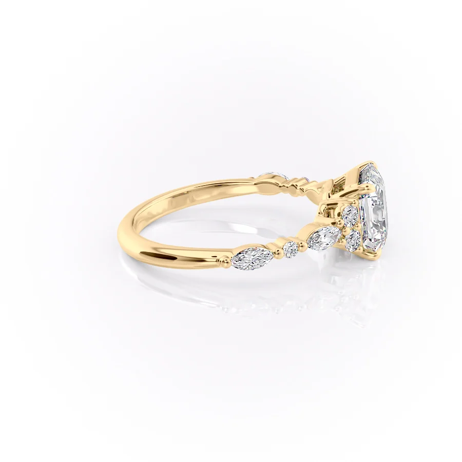 2 CT Asscher Cut Cluster Engagement Ring - Moissanite Diamond