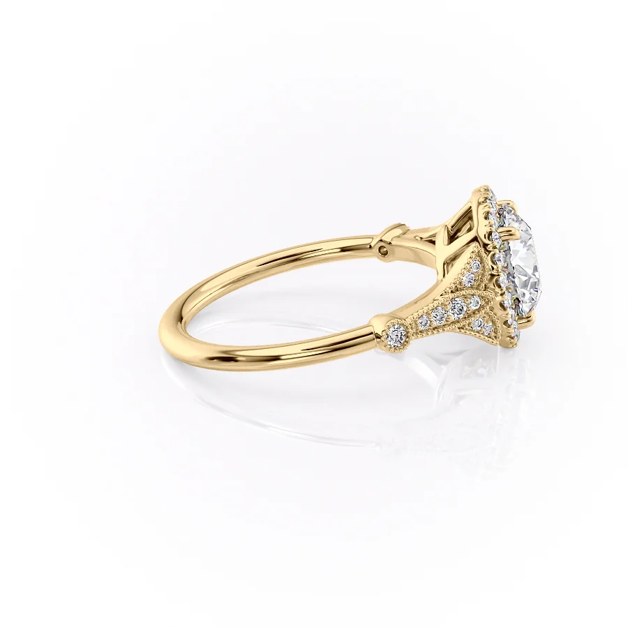 2 CT Round Cut Halo Vintage Engagement Ring - Moissanite Diamond