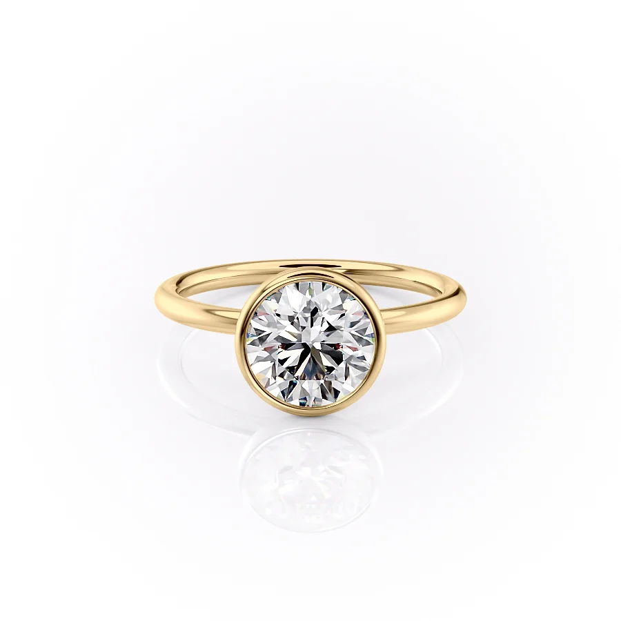 1 CT Round Cut Bezel Engagement Ring - Moissanite Diamond