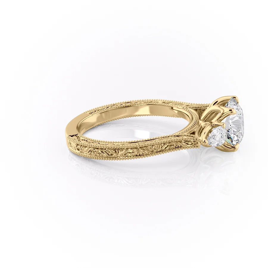 2 CT Round Cut Three Stone Vintage Engagement Ring - Moissanite Diamond