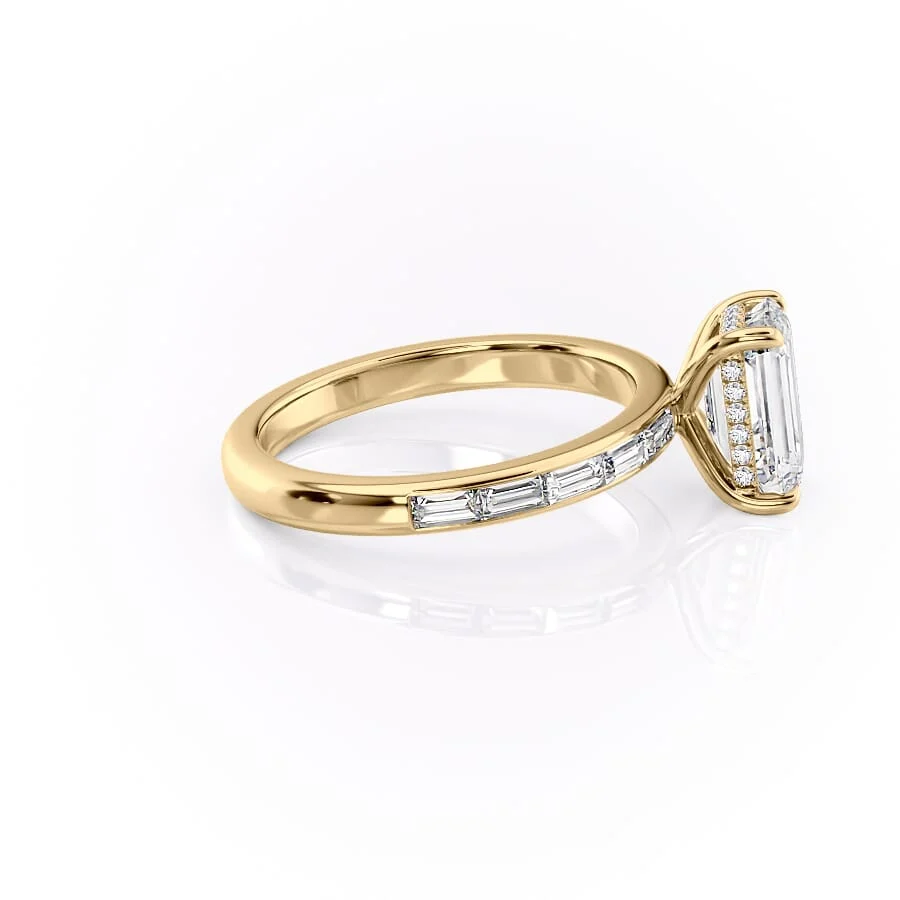1 CT Emerald Cut Pave Engagement Ring - Moissanite Diamond