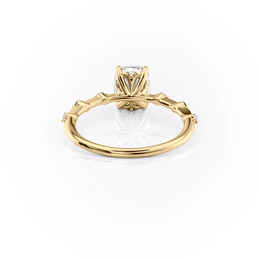 1 CT Elongated Cushion Cut Petite Pave Engagement Ring - Moissanite Diamond