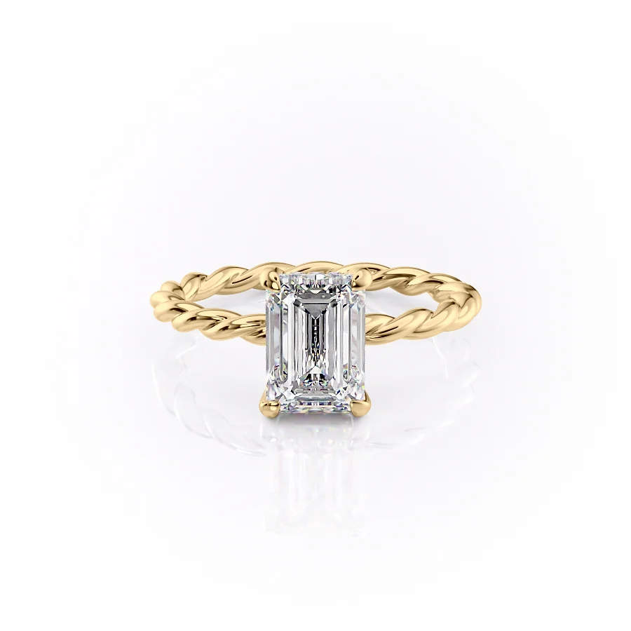 1 CT Emerald Cut Thread Engagement Ring - Moissanite Diamond