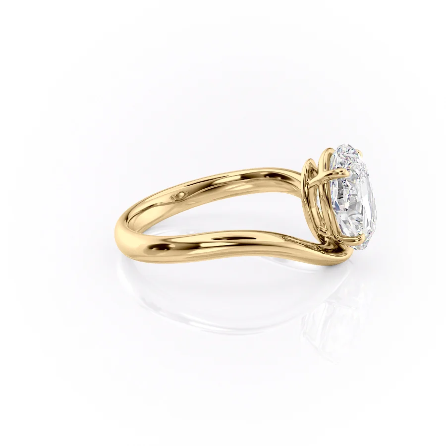 2 CT Oval Cut Curved Engagement Ring - Moissanite Diamond
