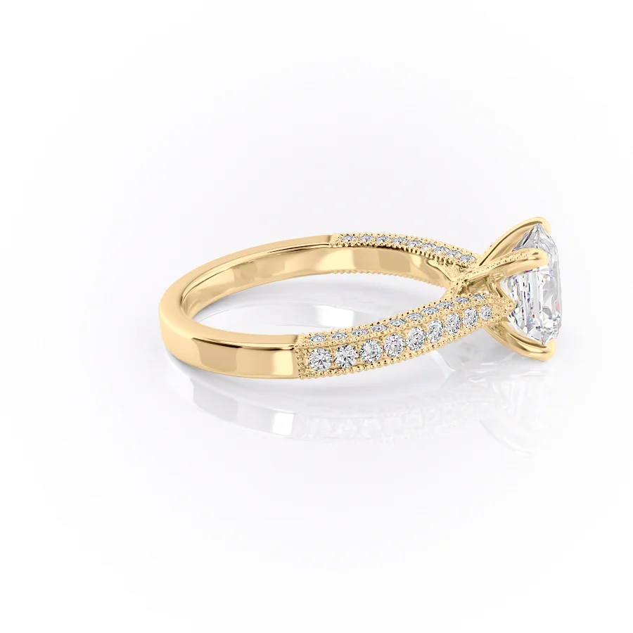 2 CT Asscher Cut Vintage Three Side Pave Engagement Ring - Moissanite Diamond
