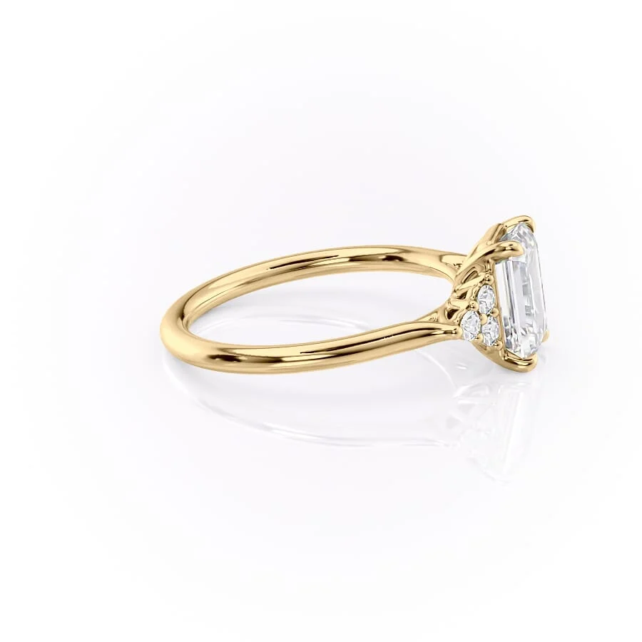 1 CT Emerald Cut Cluster Engagement Ring - Moissanite Diamond