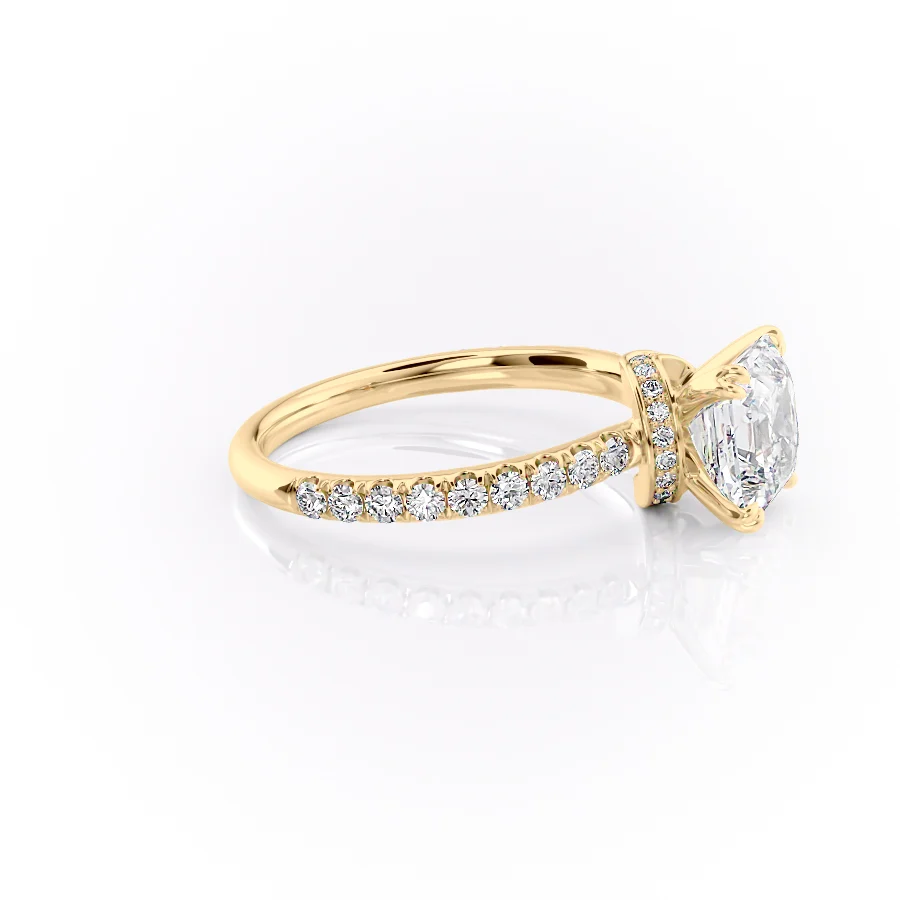 2 CT Asscher Cut Hidden Halo Pave Engagement Ring - Moissanite Diamond