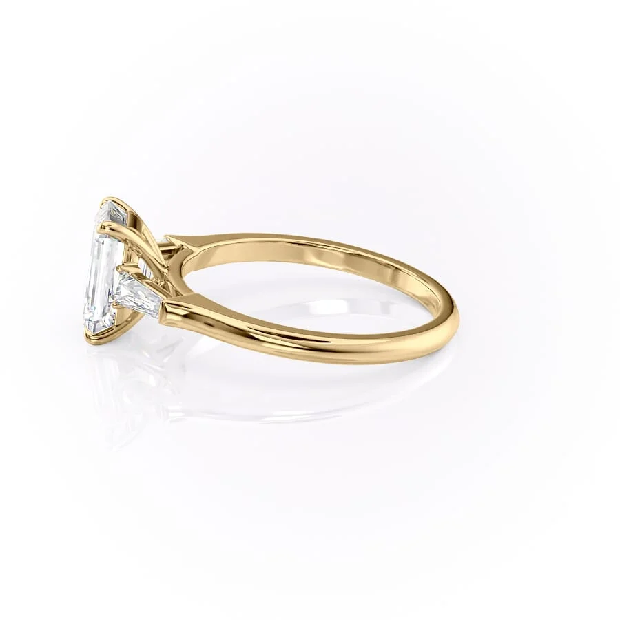1 CT Emerald Cut Trilogy Engagement Ring - Moissanite Diamond