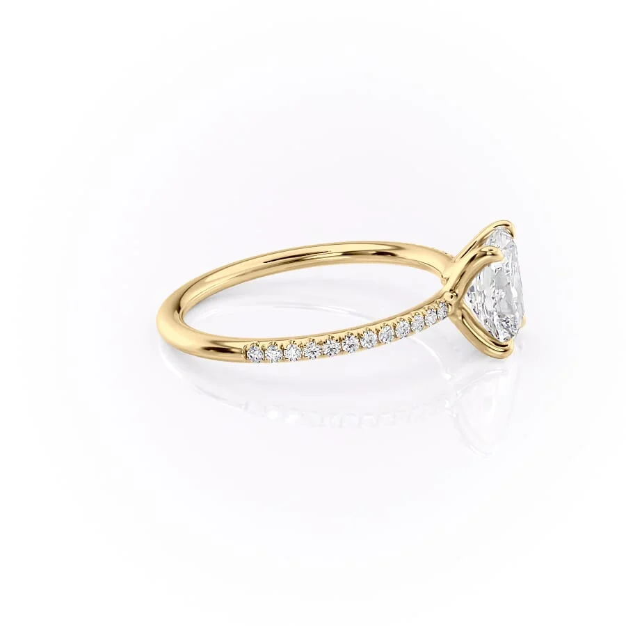 1 CT Elongated Cushion Cut Pave Engagement Ring - Moissanite Diamond