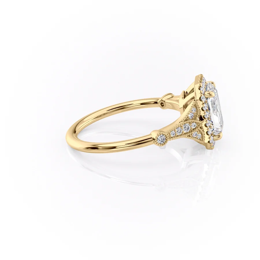 1 CT Radiant Cut Halo Vintage Engagement Ring - Moissanite Diamond