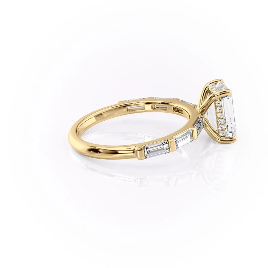 1 CT Emerald Cut Pave Engagement Ring - Moissanite Diamond