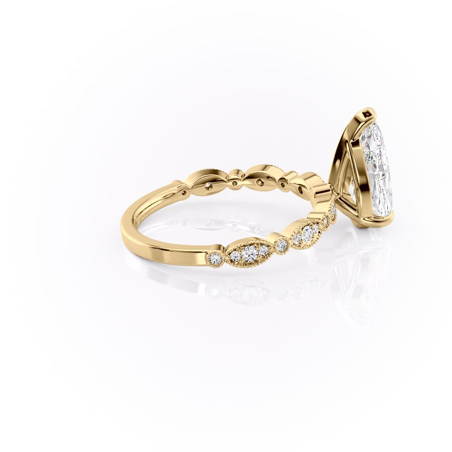 2 CT Pear Cut Milgrain Engagement Ring - Moissanite Diamond