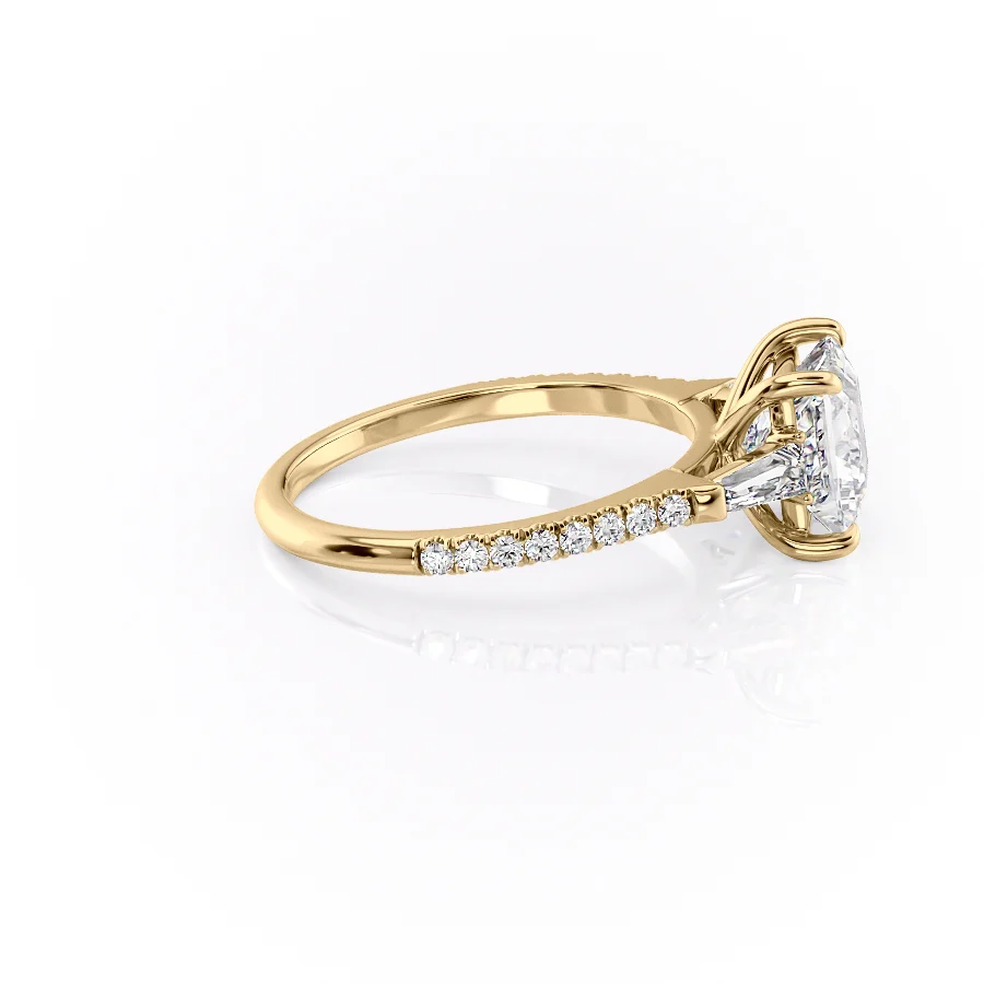 2 CT Princess Cut Three Stone Pave Engagement Ring - Moissanite Diamond