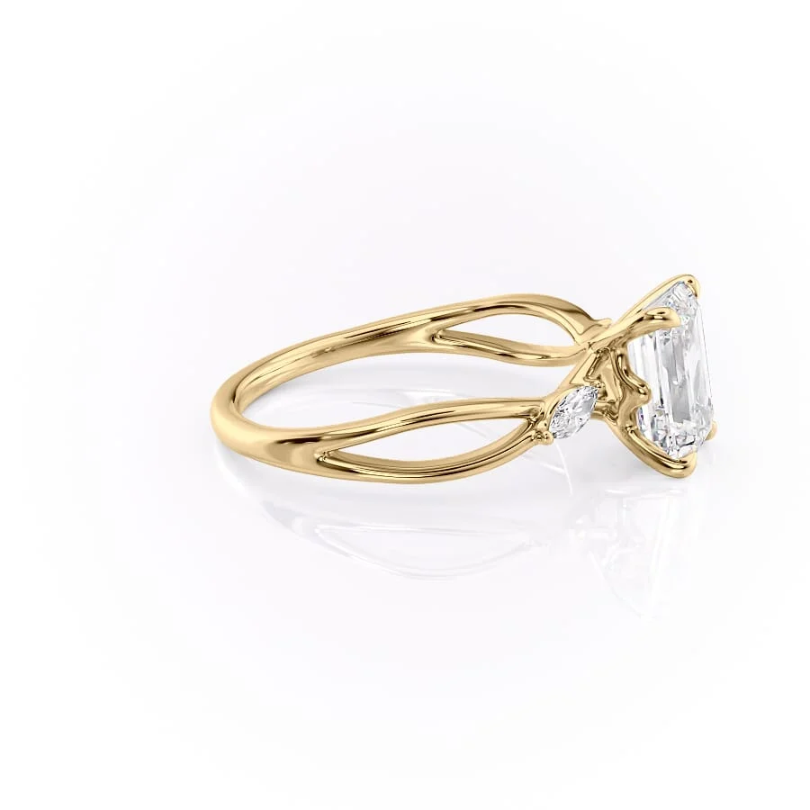 1 CT Unique Emerald Cut Engagement Ring - Moissanite Diamond