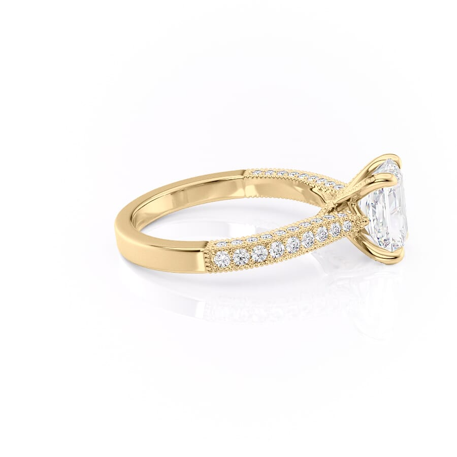 1 CT Radiant Cut Three Side Pave Engagement Ring - Moissanite Diamond