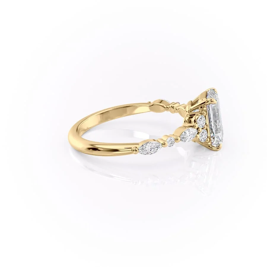 1 CT Emerald Cut Cluster Engagement Ring - Moissanite Diamond
