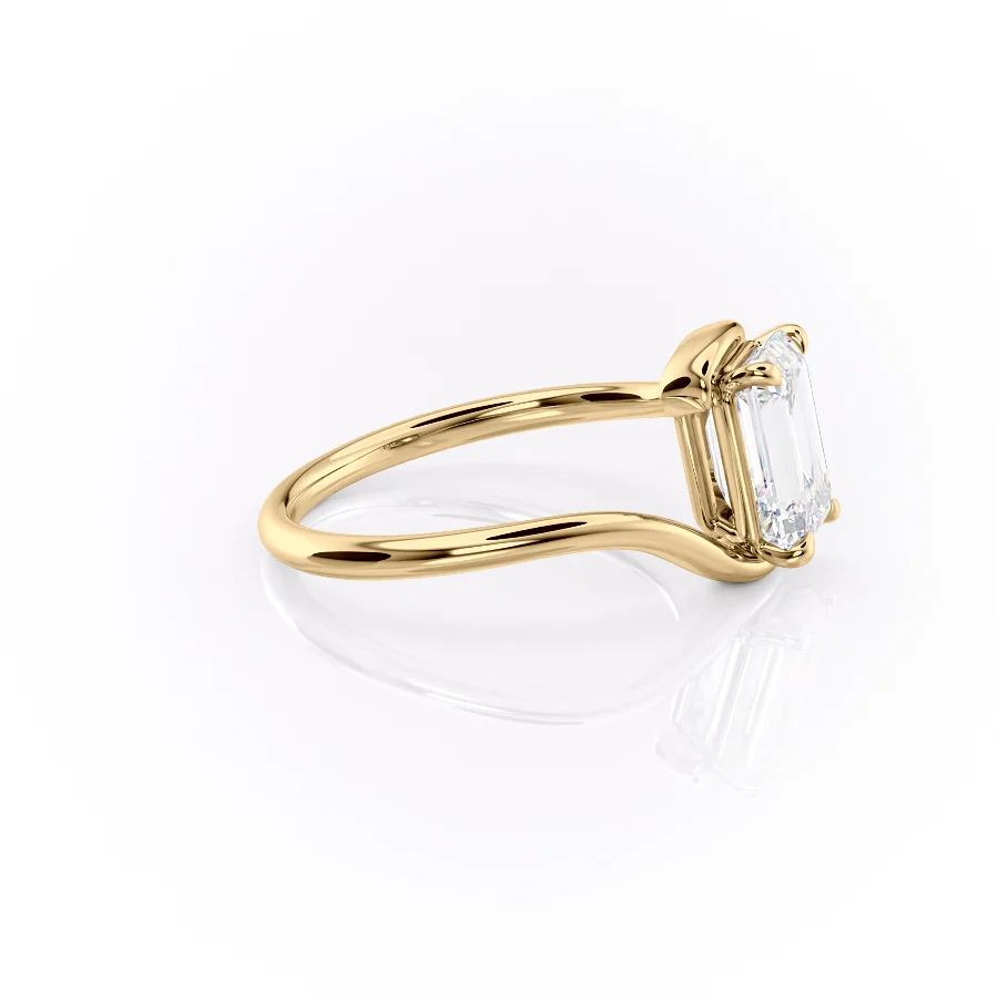 1 CT Emerald Cut Bypass Engagement Ring - Moissanite Diamond