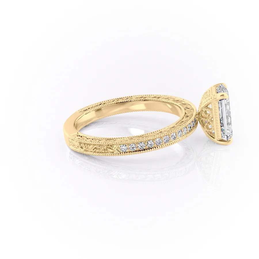 1 CT Emerald Cut Cathedral Engagement Ring - Moissanite Diamond