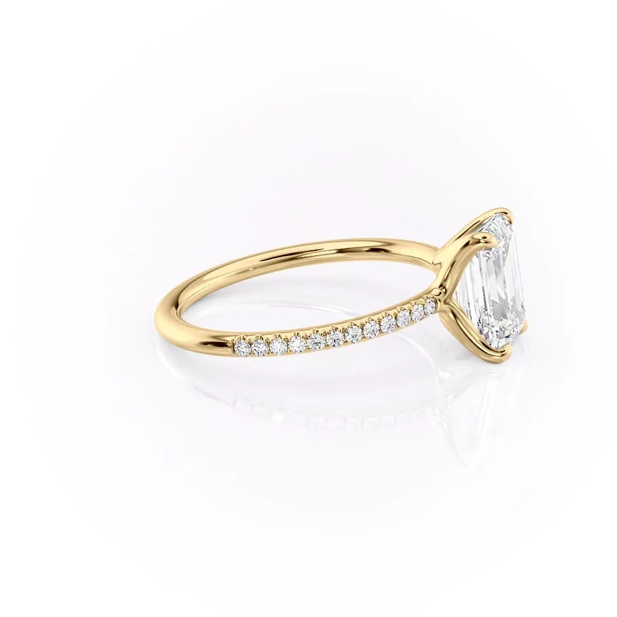 1 CT Emerald Cut Pave Engagement Ring - Moissanite Diamond