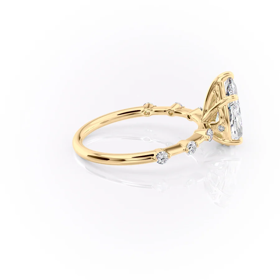 2 CT Pear Cut Petite Pave Engagement Ring - Moissanite Diamond