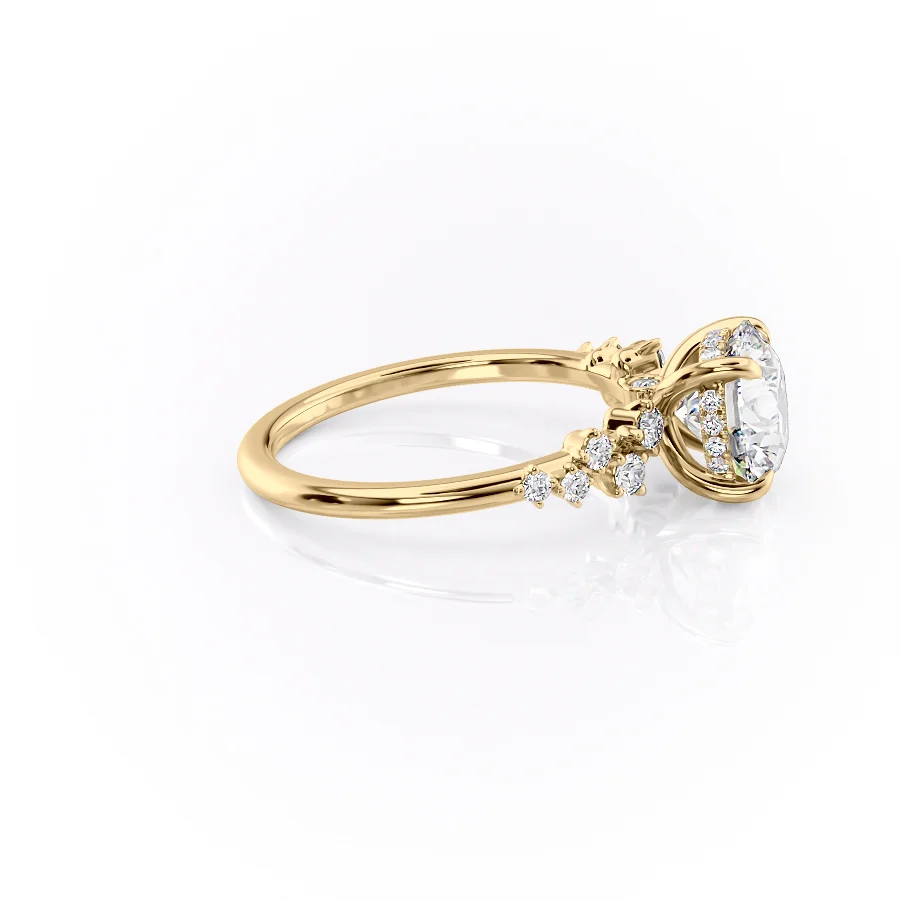 1 CT Round Cut Cluster Engagement Ring - Moissanite Diamond