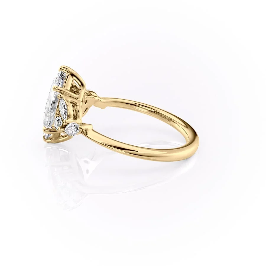 2 CT Marquise Cut Cluster Engagement Ring - Moissanite Diamond