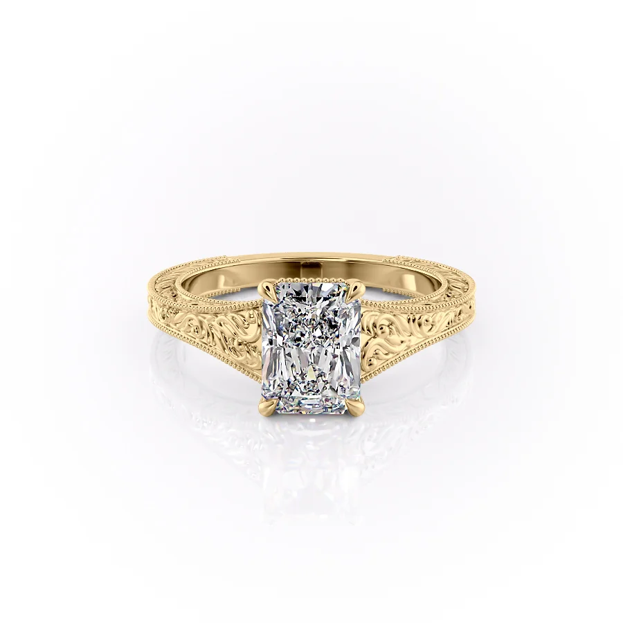 2 CT Radiant Cut Vintage Engagement Ring - Moissanite Diamond