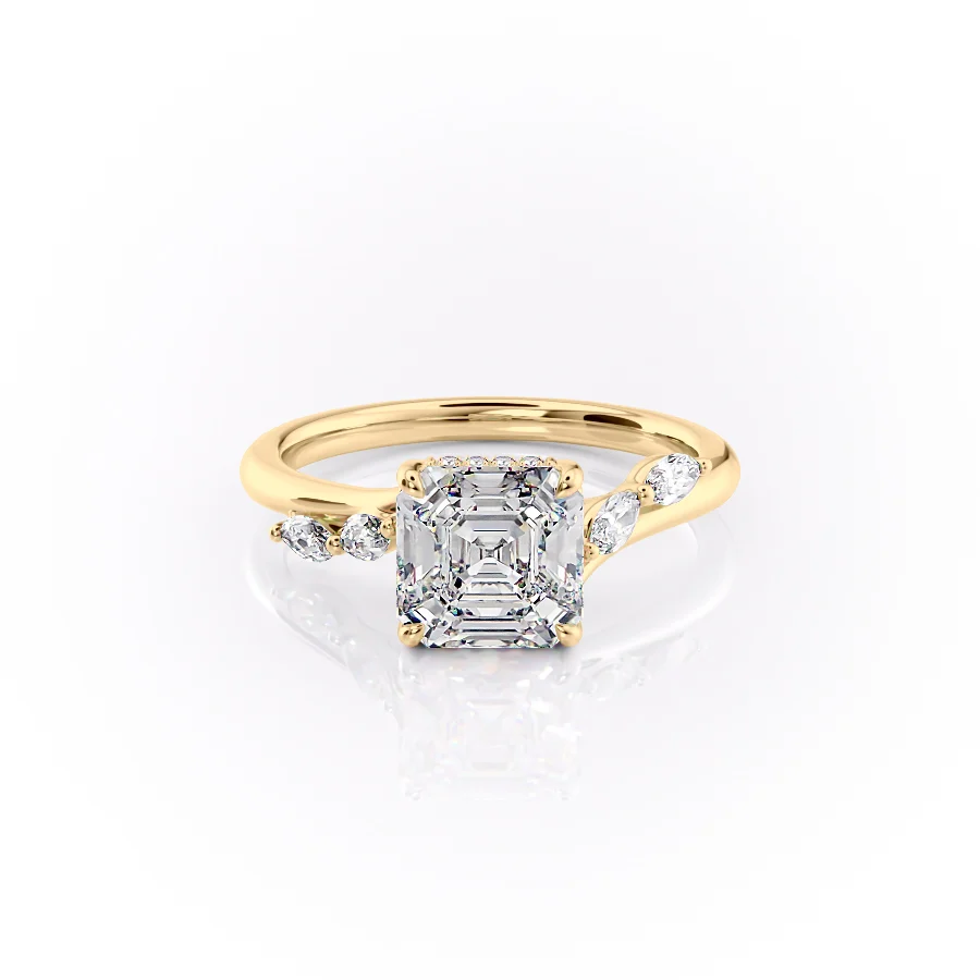 2 CT Asscher Cut Sweeping Engagement Ring - Moissanite Diamond