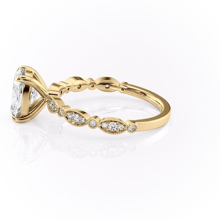 1 CT Elongated Cushion Cut Milgrain Engagement Ring - Moissanite Diamond