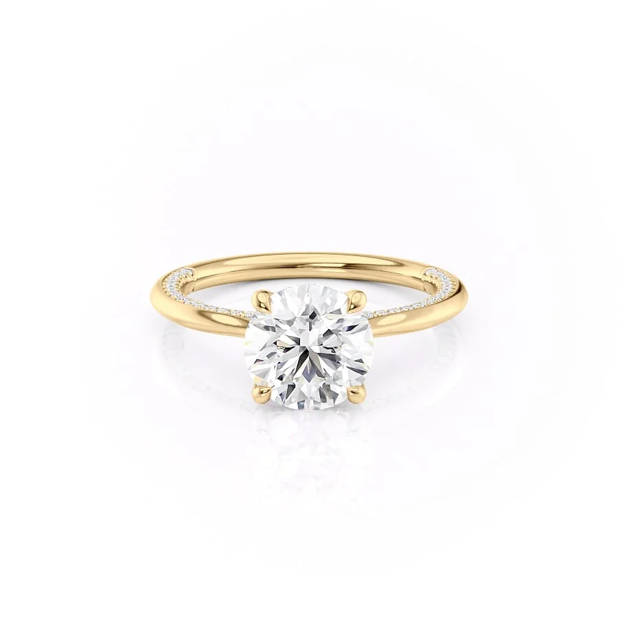 2 CT Round Cut Hidden Pave Engagement Ring - Moissanite Diamond