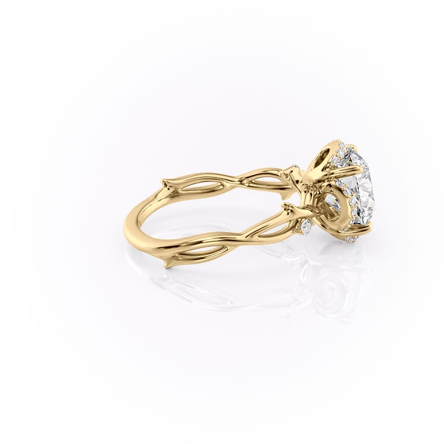 2 CT Round Cut Halo Twig Lab Grown Diamond Engagement Ring