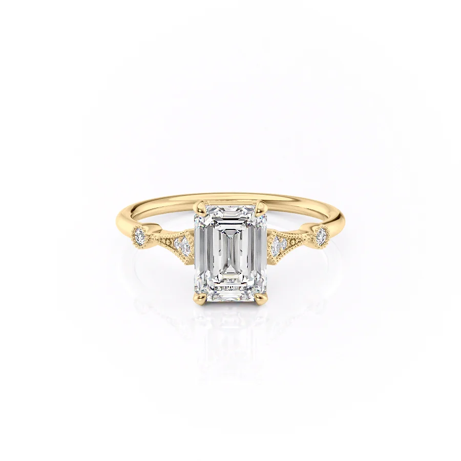 1 CT Emerald Cut Vintage Engagement Ring - Moissanite Diamond