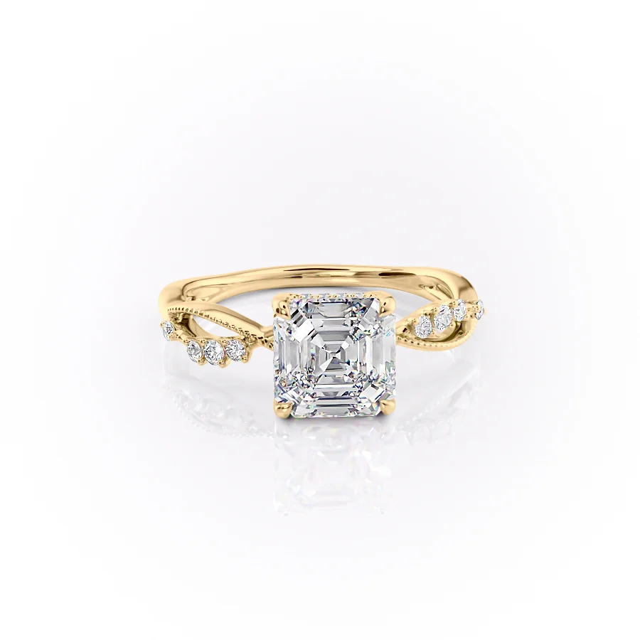 2 CT Asscher Cut Infinity Hidden Halo Engagement Ring - Moissanite Diamond
