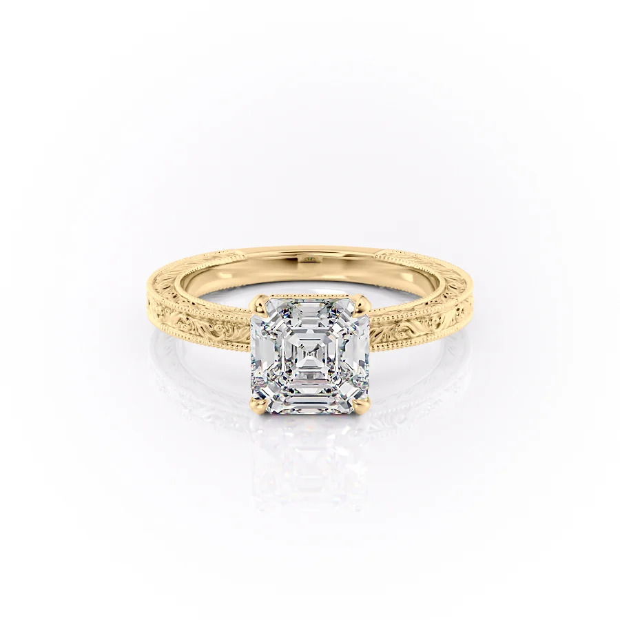 2 CT Asscher Cut Vintage Engagement Ring - Moissanite Diamond