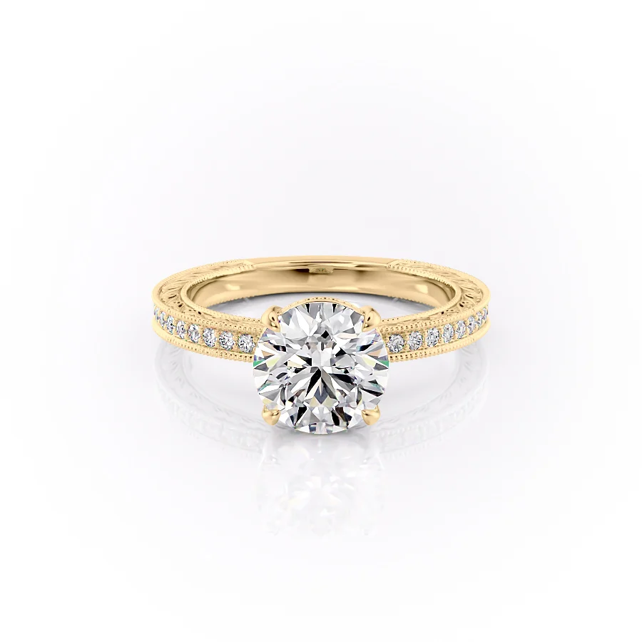 2 CT Round Cut Vintage Engagement Ring - Moissanite Diamond