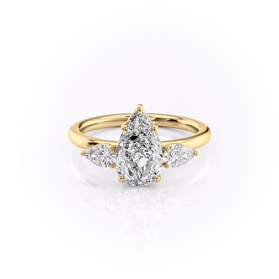 2 CT Pear Cut Three Stone Engagement Ring - Moissanite Diamond